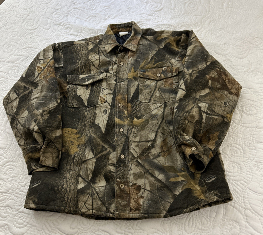 Vintage 90s Codet Camo Hunting Insulated Shirt Jacket Shacket Men's L